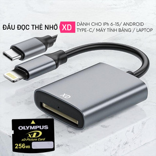 Đầu đọc thẻ nhớ xd dành cho điện thoại iph 6-14, ip 15 trở lên, android type-c otg, máy tính bảng và mac laptop