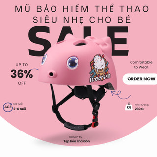 Mũ bảo hiểm thể thao tai cáo siêu nhẹ thoáng khí cho bé 2 đến 6 tuổi dùng đi xe đạp thăng bằng, patin, ván trượt cao cấp