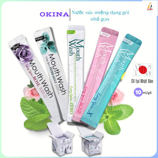  Nước súc miệng dạng gói Okina Long Spin Nhật Bản hương hoa hồng bạc hà thảo dược đào lài quả mọng 10ml gói 