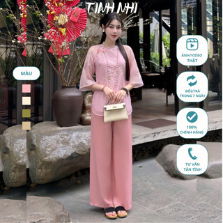 Pháp phục đi chùa voan tơ thêu cúc đại đóa TINH NHI nhẹ nhàng nàng thơ PP28