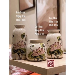 COMBO 3 LỌ HOA Mini, BÌNH HOA TRANG TRÍ gốm sứ Bát Tràng cao cấp