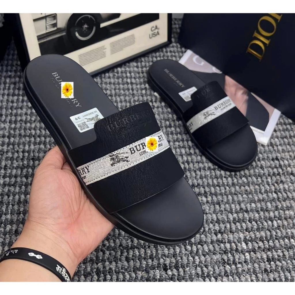 Hot NewDép B.B.R Nam Nữ Quai Da, Đế Cao Su Non Êm Chân, Dép G_C Quai Ngang Boy Phố Họa Tiết Phong Cách Thời Trang Trẻ