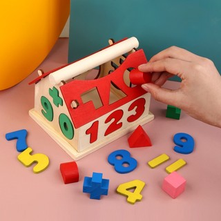 Bộ đồ chơi ngôi nhà gỗ thả hình và số phát triển trí tuệ cho bé hàng chuẩn đẹp Youngcityshop