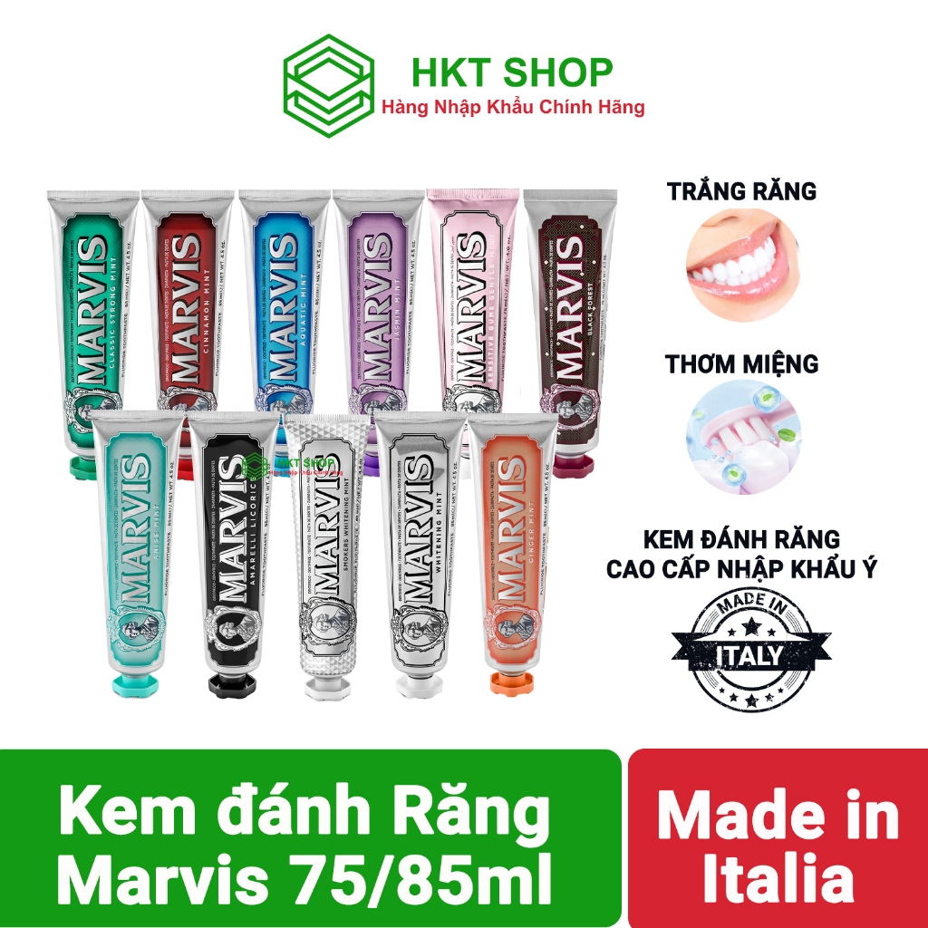  Kem đánh trắng răng thơm miệng MARVIS 85ml  Thương hiệu từ Ý Italia_HKT Shop 