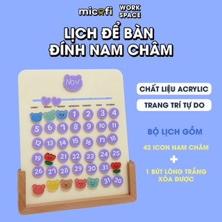 Lịch để bàn micofi acrylic diy lịch nam châm tùy biến trang trí decor