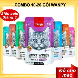 Combo Pate Wanpy gói 80g cho mèo con mèo lớn mèo kén ăn tổng hợp 7 vị PetCare