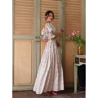 ĐẦM MAXI HOA CỔ U HỞ LƯNG