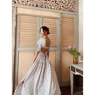 ĐẦM MAXI HOA CỔ U HỞ LƯNG