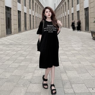 Đầm suông dài , váy suông bầu chất cotton Gemmy House in chữ Be new