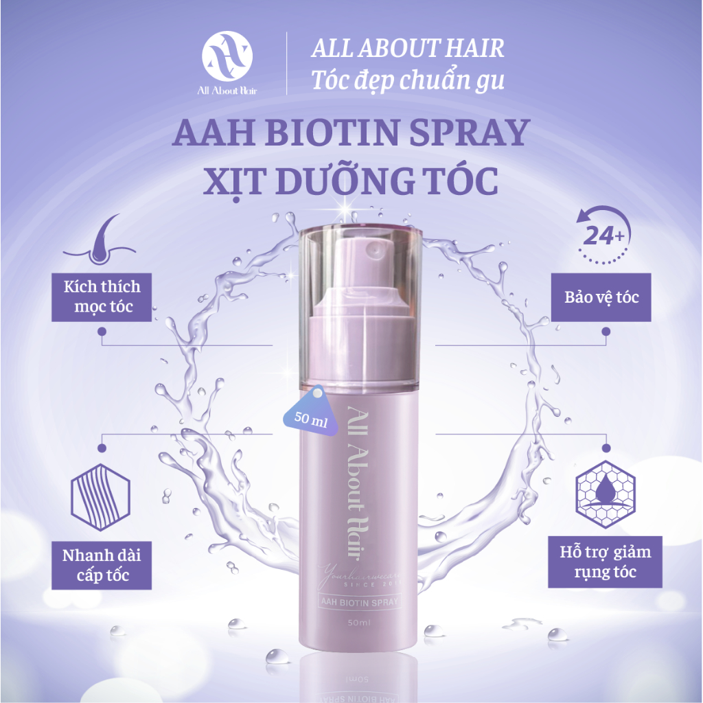Xịt Dưỡng Tóc AAH All About Hair 50ml - Biotin Spray Chai 50ml