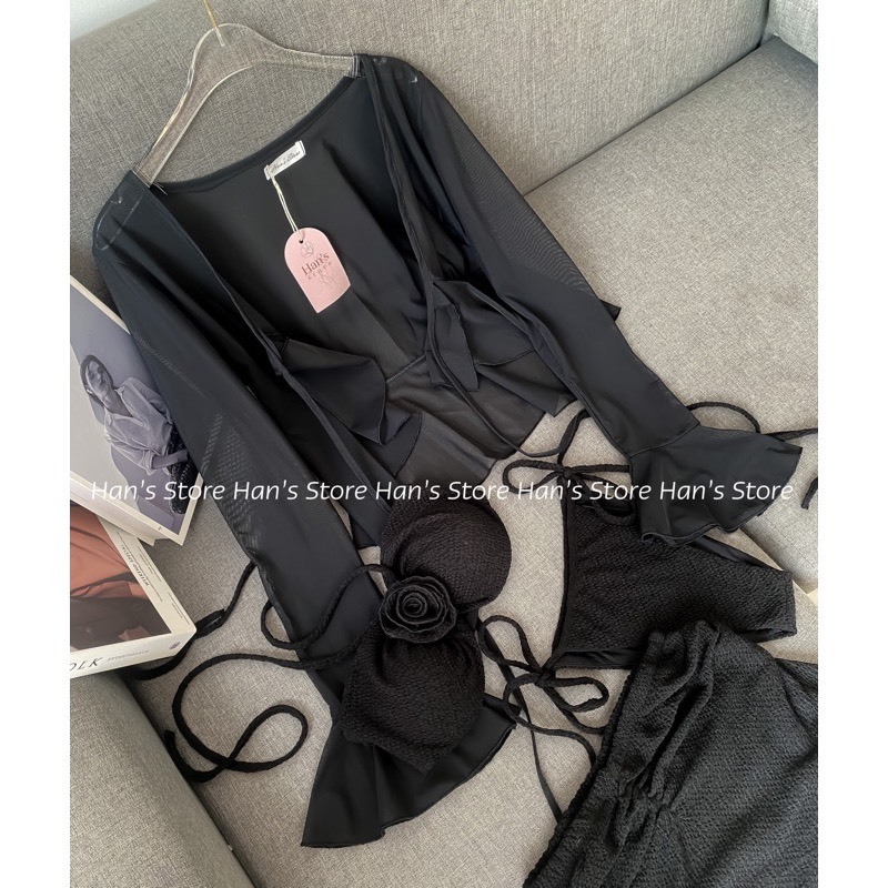 Bộ BIKINI DJMIE hàng thiết kế, tặng hoa cài kèm áo khoát 5 món(ẢNH THẬT) | BigBuy360 - bigbuy360.vn