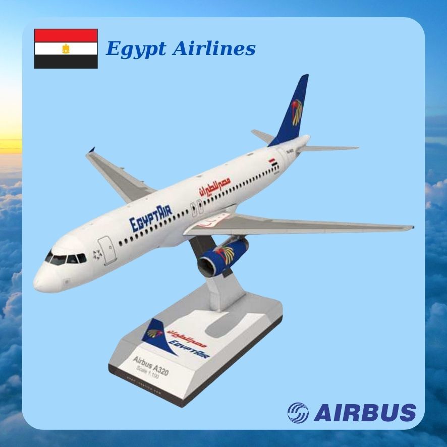 Mô Hình Giấy Máy Bay Thương Mại AIRBUS A320 EgyptAir