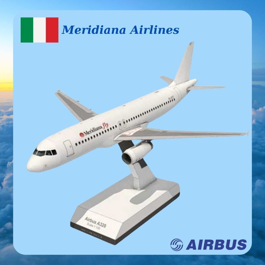 Mô Hình Giấy Máy Bay Thương Mại AIRBUS A320 Meridiana Airlines