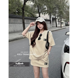 Set Áo Phông Miuiu Kèm Chân Váy Kiều Trang Basic