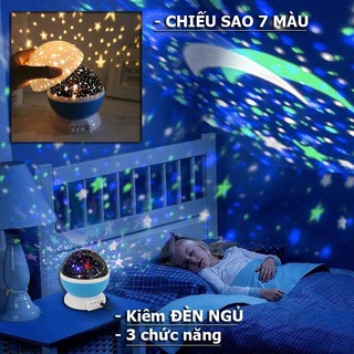 Đèn led bầu trời sao cho bé, đèn ngủ chiếu sao trần nhà xoay 360 độ đổi màu trang trí phòng ngủ cho bé
