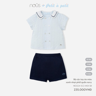 NOUS - Bộ cộc tay áo màu xanh nhạt phối quần navy - Nu Petit - 0M 3M 6M 9M - ZN53A