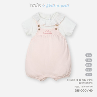 NOUS - Set yếm và áo màu trắng quần kẻ hồng - Nu Petit - 6M 9M 12M 18M 2Y - ZN10A