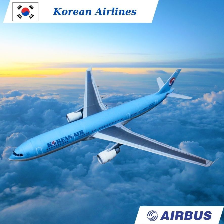 Mô Hình Giấy Máy Bay Thương Mại AIRBUS A330 Korean Airlines