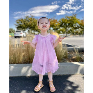 Đầm voan tay bồng bé gái du xin