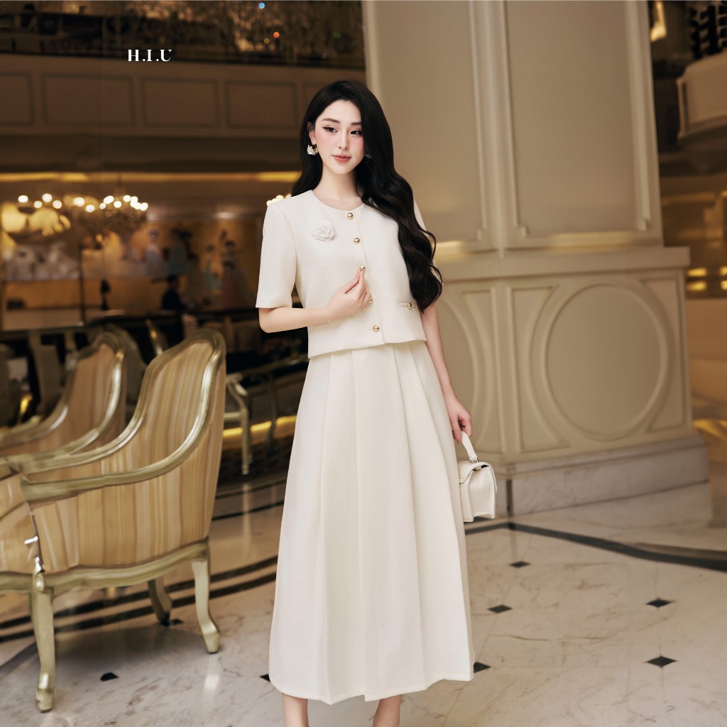 Áo kiểu nữ thiết kế chuẩn phom Ladi Blazer H.I.U Fashion , vải text Hàn khuy đồng thanh lịch sang trọng HIU design