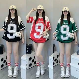 (Dưới 70kg) Áo Thun Cotton Khô Unisex Cổ Tim Tay Ngắn In Số 9
