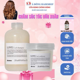 Dầu gội xả Davines Love Curl Giữ nếp tóc uốn 250ml*2 (ITALY)  + Gói dầu ủ tóc Karseell 100ml