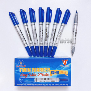 Hộp 12 Cây Bút Lông Dầu Kim 2 Đầu Gstar CD-01 (Xanh/Đỏ/Đen)