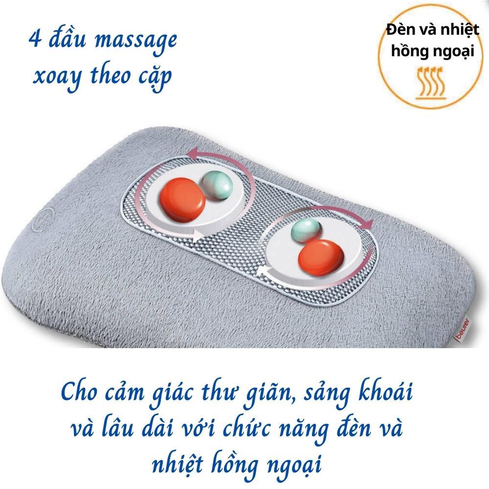 Gối massage hồng ngoại Beurer MG145, massage cổ vai gáy giảm đau nhức thoái hóa xương khớp, chất lượng cao cấp