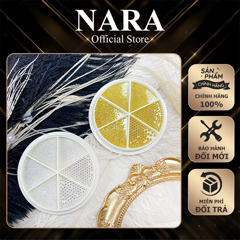 Khay Tròn Bi Sắt Mix Đủ Size - Bi Sắt Trang Trí Móng - Khay Bi Kim Loại Vàng Bạc Đủ Size 6 ô - Bi Sắ