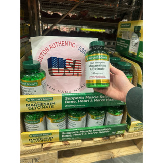    ĐỦ BILL STORE + AIR  Viên bổ sung Magnesium Glycinate 240mg Nature's Bounty 180 viên _ Live mua hàng tại Mỹ 
