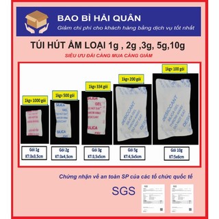 Gói hút ẩm, túi hút ẩm loại 1g,2g,3g,5g,10g,20g siêu hút ẩm có kiểm định an toàn.