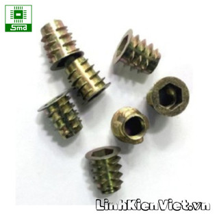 Gói 10 con ốc cấy có tai, tán cấy gỗ - ốc cấy gỗ có vành gắn bên trong bên ngoài nội thất