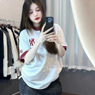 Áo Thun Tay Lỡ Chất Cotton Khô Thêu LOGO N.Y. Form Rộng Unisex Oversize Nam Nữ -Áo Phông Nam Nữ Thêu Chỉ Đỏ NY Phong Các