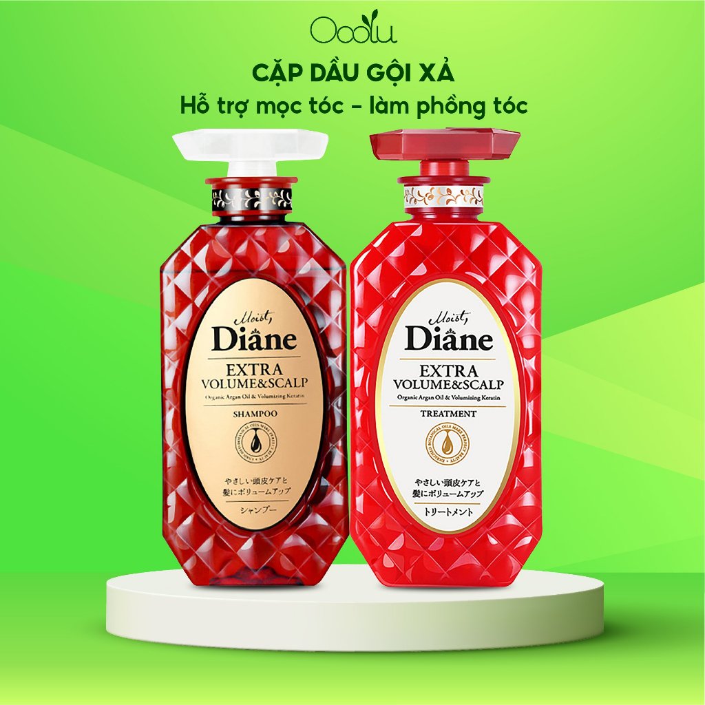 Cặp Gội Xả hộ trợ mọc tóc & làm phồng tóc Moist Diane Extra Volume & Scalp dành cho tóc rụng, thưa, gàu - 450mlx2