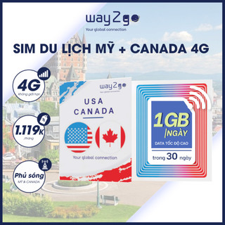 SIM du lịch MỸ + CANADA KHÔNG GIỚI HẠN 30 NGÀY WAY2GO TỐC ĐỘ CAO DÀNH CHO DU KHÁCH VIỆT NAM