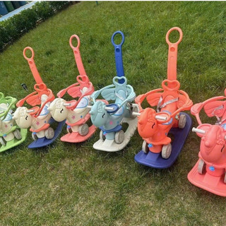 Bập Bênh Ngựa Pony Bánh Xe Kèm Quây Và Cần Đẩy 3 IN 1 Có Đèn Nhạc Mẫu Mới 2024