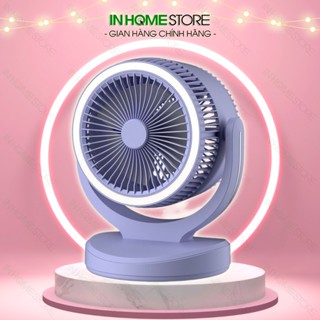 Quạt Sạc Tích Điện Để Bàn Kiêm Đèn Ngủ NINESHIELD KBQD01 Công Suất 7W Chạy Liên Tục 7h Chạy Êm 3 Tốc Độ Gió