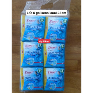[Chính Hãng Gói 8+1] Lốc 6 gói Băng Vệ Sinh Diana Sensi Cool Fresh siêu mỏng cánh 23cm (8 miếng) mặt bông