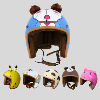 Mũ bảo hiểm 3/4 varo tem hươu, gấu, doremon, pikachu nón 3/4 cao cấp đạt chuẩn quatest 2