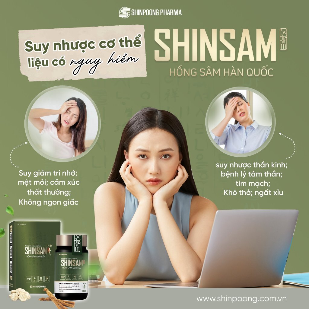 Hồng Sâm Hàn Quốc - Tăng cường sức khỏe, đề kháng, miễn dịch, giảm mệt mỏi - SHINSAM Korean Red Ginseng 180v SHINPOONG