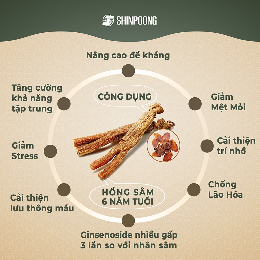 Hồng Sâm Hàn Quốc - Tăng cường sức khỏe, đề kháng, miễn dịch, giảm mệt mỏi - SHINSAM Korean Red Ginseng 180v SHINPOONG