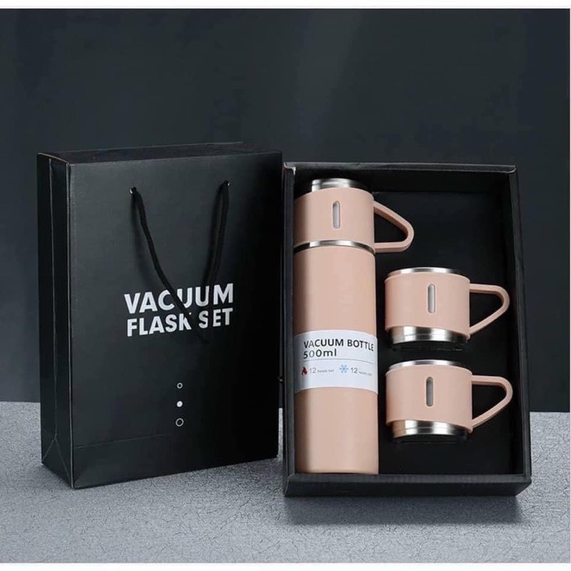 Bộ bình giữ nhiệt kèm 2 Ly uống nước Vacuum cao cấp