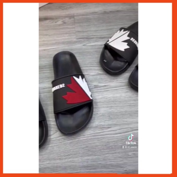 Dép dsquared2 nam nữ quai ngang LIOASA logo chiếc lá chống nước,chống hôi chân, dep nhẹ phong cách boy phố