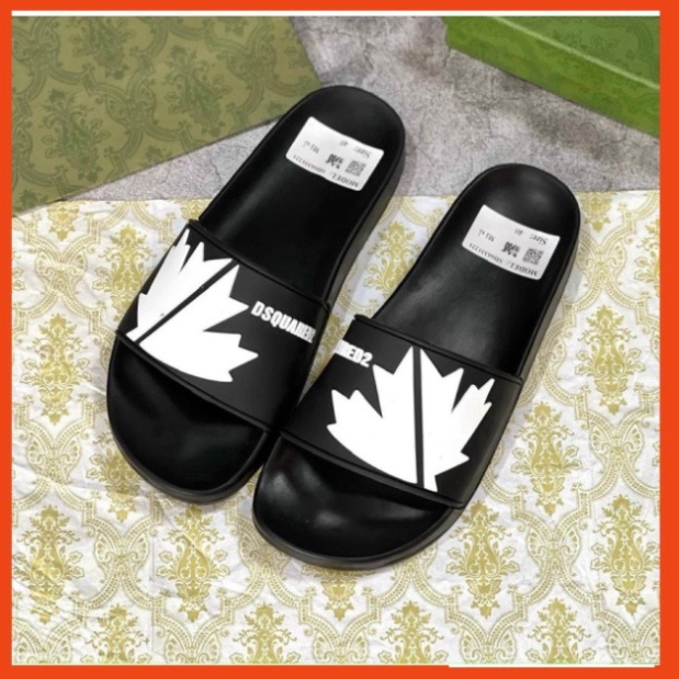 Dép dsquared2 nam nữ quai ngang LIOASA logo chiếc lá chống nước,chống hôi chân, dep nhẹ phong cách boy phố