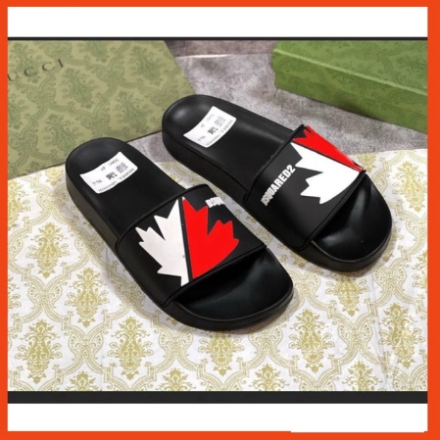 Dép dsquared2 nam nữ quai ngang LIOASA logo chiếc lá chống nước,chống hôi chân, dep nhẹ phong cách boy phố