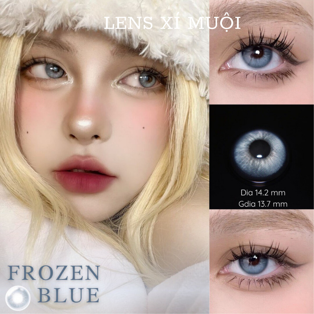 Lens mắt kính áp tròng màu xanh dương giãn nhỏ Frozen có độ cận