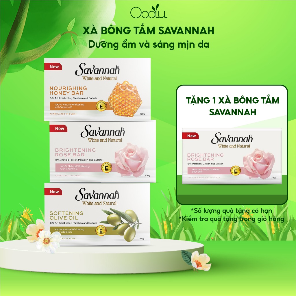 Xà bông tắm dưỡng ẩm và sáng mịn da Savannah Natural ngăn ngừa lão hóa và tươi trẻ làn da