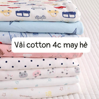 Vải thun cotton co giãn 4 chiều - hoạ tiết cho bé