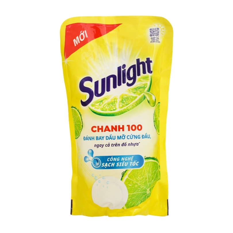 Nước rửa chén Sunlight chanh 100 túi 725ml