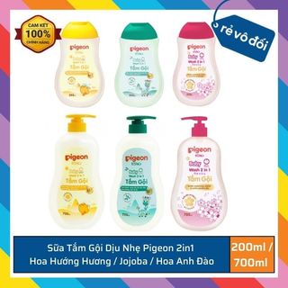 Sữa Tắm Gội Dịu Nhẹ Pigeon 2in1 Không Paraben Hương Jojoba, Hoa Hướng Dương, Anh Đào 200ml 700ml